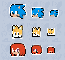 Sonic, Tails and Knuckles pixel art stickers