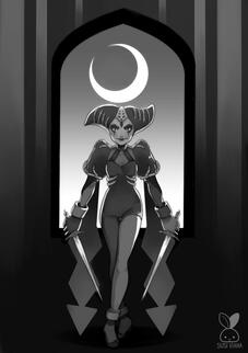 Illustration for a Jester-like character called "Dama da Escuridão"