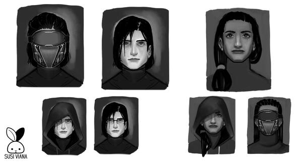 Second concept art study for a hacker with a sinister mask